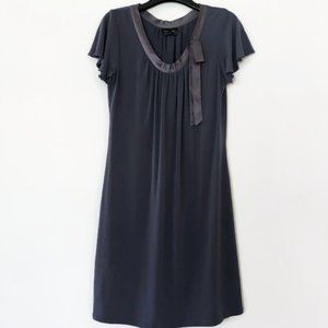 Gray T-Shirt Dress with silk neck line